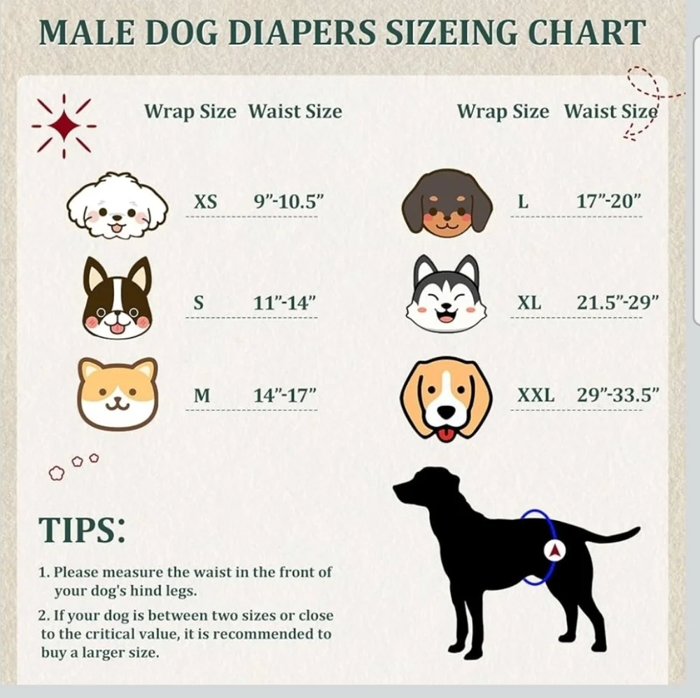 3Pack: Reusable Dog Diapers Male Washable Belly Bands